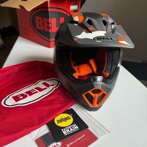 Bell MX-9 Gray and Orange Off-Road Motorcycle Helmet